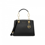 Michael Kors MK Cynthia Logotipo Odinė Pečių Rankinė-Tote Maža Moteri&scaron;ka Rankinė Juoda 30S4GCYS1T-BLACK Basic Set (Bag+Dust Bag)