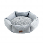 Rose Velvet &scaron;e&scaron;iakampė &scaron;unų lova mažiems vidutinio dydžio &scaron;unims, patvari raminanti &scaron;unų sofa, mink&scaron;tas miegantis pūkuotas kailiukas pliu&scaron;inė &scaron;unų sofa &scaron;viesiai pilka spalva