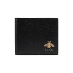 Gucci dvigubo lankstymo piniginė Juoda oda Auksinė bitė papuo&scaron;ta Dizainerio kortelių laikiklis 523664-DJ20T-1000 Basic Set (Bag+Dust Bag)