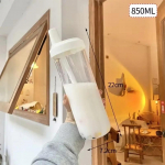 500/850ml Vandens Buteliukai Puodelis su &Scaron;iaudeliu Sulčių Pieno Plastikinis Puodelis su Dangteliu &Scaron;iaudeliu Burbulinės Arbatos Kavos Puodeliai Didelės Talpos Gėrimo Indai balta