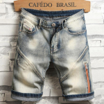 Vyri&scaron;ki džinsiniai &scaron;ortai su tiesiu užtrauktuku Vyri&scaron;ki vasariniai laisvalaikio kelnės trumpi džinsai Madinga mada Baggy Jorts gatvės apranga 28