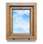 PVC langas, auksinis ąžuolas, 50x60, de&scaron;inė, naujas, 500x600 mm, atidaromas ir atverčiamas, su dvigubu stiklu