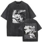 Tame Impala 2026 m. turas Albumas Vintage skalbinti mar&scaron;kinėliai vyrams Hip Hop Goti&scaron;ki mar&scaron;kinėliai Laisvalaikio per dideli trumparankoviai mar&scaron;kinėliai Streetwear XL gray