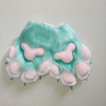 Fursuit Letenos Kailinės Letenos Su Cypsukais Mink&scaron;tas Pliu&scaron;as Fursuit Aksesuaras Vaikų Cosplay Gyvūno Pir&scaron;tinės &Scaron;ventės Kostiumo Rekvizitas One Size &scaron;viesiai žalios spalvos