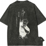 Gojo Satoru Garbingasis T-shirt Jujutsu Kaisen Vyrams Vintage Rūg&scaron;tinis Plauti Dydelis Medvilninis Gatvės Stiliaus Harajuku Anime Vir&scaron;ūnės 2026 XL black
