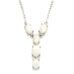 Les Tr&eacute;sors De Lily [I2599] - Collier Argent 'D&eacute;esse Opale' Blanc argent&eacute; (rhodi&eacute;) - 22x7 mm