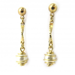 Les Tr&eacute;sors De Lily [M8753] - Boucles Plaqu&eacute; Or 'Perla' blanc dor&eacute; - 30x6 mm