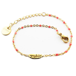 Les Tr&eacute;sors De Lily [R0264] - Bracelet cr&eacute;ateur Acier 'Boho' rose dor&eacute; - 10x3 mm (plume) ry&scaron;kiai rožinė