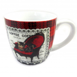 Les Tr&eacute;sors De Lily [M1398] - Mug porcelaine 'Belle Epoque' rouge blanc (chat) - 9x9 cm raudona