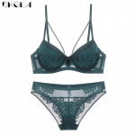 DKGEA Fashion Push Up Liemenėlė Sexy Lace Brassiere Storas Moteri&scaron;kas apatinių rinkinys juodas 70A žalia
