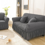Vienspalvis elastingas sofos užvalkalas svetainei, spausdintas languotas, tamprus segmentinis užvalkalas Sofos sofos užvalkalas L formos 1&ndash;4 vietų 4-Seater 235-300cm