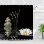 Zen Green bambuko Budos du&scaron;o užuolaidos peizažas vandens žvakių akmuo Lotu augalų sodas peizažas vandeniui atsparus vonios užuolaidos ekranas 180x180cm