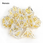 7 vnt. baltų geltonų lapų, gėlių formos metalinių kauliukų tu&scaron;čiavidurių metalinių daugiakampių kauliukų rinkinys, tinkantis vaidmenų žaidimams, RPG stalo žaidimams, kortų žaidimams įvairiaspalvis