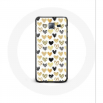 Coque pour Samsung Galaxy j3 2016 Fond de texture abstraite coeurs noir jaune et gris