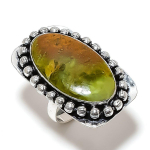 Natural Green Opal Gemstone Handmade 925 Sterling Silver Gift Ring Size 8 p2q29
