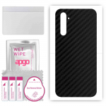 apgo Protective Skin Sticker for the back compatible with Realme 6 Pro, Wrap Film, Foil, Vinyl - Pattern Carbon Black