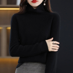 Moteri&scaron;kas golfas, Qinghe ka&scaron;myras, 30% ka&scaron;myras 70% vilna, žieminis megztas puloveris rudeninis megztinis ka&scaron;myro megztinis L juoda