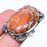 Natural Leopard Skin Jasper Gemstone 925 Sterling Silver Ring Size 9 d2h46