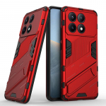 Skirtas Xiaomi Poco X6 X5 X4 Pro Neo 5G Punk Armor Smūgiams atsparus buferis Tvirtas Gumuotas kompiuteris su įtaisytu stovo dėklu Stovo laikiklio dangtelis Poco X4 Pro 5G raudona