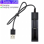 18650 akumuliatoriaus įkroviklis, 1/2 lizdo, dvigubas 18650 įkraunamas ličio baterijų įkroviklis, suderinamas su keliomis baterijomis 1 Slots USB