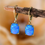Baltos mėlynos ugnies opalo akmens kabantys auskarai moterims Bohemian Jewelry Sidabro aukso spalvos la&scaron;ai auskarai