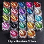 23 spalvų metalo chromo nagų pudros rinkinys Y2K Magic Mirror Auksinis sidabrinis dekoras Trinantis blizgantis pigmentas dribsniai manikiūro priedai balta