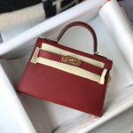Naujas natūralios odos antrosios kartos krep&scaron;ys Mini krep&scaron;ys delno ra&scaron;tu Karvės odos, vieno peties moteri&scaron;kas krep&scaron;ys, klasikinis madingas ir universalus 19cm+box with silk scarf vyno raudonos spalvos
