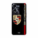 Coque pour Oppo A59 5G PORSCHE logo rouge et dor&eacute;e fond noir Maniacase juoda