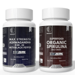 Imuniteto sveikata Ekologi&scaron;ka spirulina A&scaron;vaganda Energijos stiprintuvas Jėga ir i&scaron;tvermė Pack = 60 Capsules