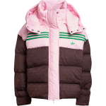 Adidas Originals 70s FW24 &Scaron;ilta Sporti&scaron;ka Patogi Dryžuota Pūkinė Striukė Moteri&scaron;kas Vir&scaron;utinis Drabužis Rožinė Mystery-Coffee-Brown JN7653 M