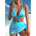 Naujas Vasaros Paplūdimio Naujas Moteri&scaron;kas Bikini Dviejų Dalių Maudymosi Kostiumėlis Mėlynas Rožinis Ra&scaron;tas Suvarstomas Kaspinas Paplūdimio Suknelė S-6XL 3XL