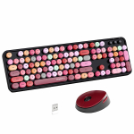 Mofi Saldus Belaidis Retro Stiliaus Klaviatūros ir Pelės Rinkinys: Ergonomi&scaron;kai suprojektuota, 104 klavi&scaron;ai, naudinga žaidimams ne&scaron;iojamuoju kompiuteriu ir biuro operacijoms juoda