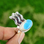 Natūralus miegančios gražuolės turkis brangakmenis sukraunamas žiedas 8,75 dydis 925 sidabras 8.75