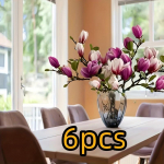 Prabangus nefrito orchidėjų rinkinys i&scaron; 6 vnt. - Realisti&scaron;ki žiedlapiai ir lapai, dekoratyvinis svetainės įėjimo stalo ornamentas, tinkamas namams, biurui, 3 violetinės, 3 rožinės
