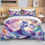 10 dydžių Pokemon Mewtwo spausdintas patalynės komplektas animacinis anime antklodės užvalkalas antklodei pagalvės užvalkalas berniukams mergaitėms vaikams suaugusiems karali&scaron;ko dydžio dovana AU Single(140x210cm)
