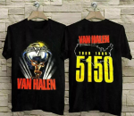 Vintažiniai Van Halen 1986 turo 5150 mar&scaron;kinėliai unisex vyrams moterims vasarai vyri&scaron;ki mar&scaron;kinėliai juodi apvalia i&scaron;kirpte medvilniniai mar&scaron;kinėliai L
