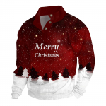 Vyri&scaron;ki kalėdiniai medvilniniai megztiniai ilgomis rankovėmis lauko mar&scaron;kinėliai Vintage velveto mygtuko stovo apykaklės mar&scaron;kiniai Kasdieniai megztiniai Kalėdų spausdinimo vir&scaron;us XXL vynas