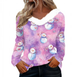 Moteri&scaron;ki mar&scaron;kiniai ilgomis rankovėmis Mieli vir&scaron;utiniai kalėdiniai spaudiniai mar&scaron;kinėliai Palaidinės Laisvalaikio didelio dydžio paprastos vir&scaron;utinės megztinės megztinis XL