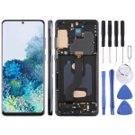 Skirta Samsung Galaxy S20+ SM-G985F 6,58 colio TFT LCD ekranui su lietimui jautriu sluoksniu, pilnas surinkimas su rėmeliu, nepalaiko pir&scaron;tų atspaudų atpažinimo juoda