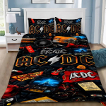 Madinga AC/DC Roko Grupės Antklodės Užvalkalas Pagalvės Užvalkalas Patalynės Komplektas Suaugusiems Berniukui Mergaitei Miegamojo Dekoras Viengulis Dvigulis Didelis Dydis AU Single(140*210cm)3pcs