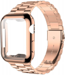 Dėklas+Dirželis iWatch Dirželis Ultra2 49mm Nerūdijančio Plieno Metalinis Dirželis Apple Watch 9 41 45MM 44mm 40mm SE Series 8 7 6 5 4 Dangtelis 38mm-Series 3 2 1 rožinio aukso spalvos