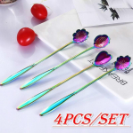 4 vnt. / partija nerūdijančio plieno stalo reikmenys vaivoryk&scaron;tės gėlės ledo &scaron;auk&scaron;tas cukraus &scaron;auk&scaron;tas arbatos kavos &scaron;auk&scaron;tas mai&scaron;ymo juosta Sp.