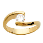 Bague Plaqu&eacute; Or 'C&acirc;lin' blanc dor&eacute; - 7 mm