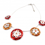 Les Tr&eacute;sors De Lily [E5760] - Collier Cr&eacute;ateur 'Fleurs Cr&eacute;atives' Rouge raudona