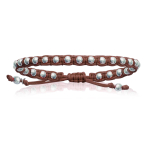 Les Tr&eacute;sors De Lily [I9122] - Bracelet Argent shambhala 'Billes' marron argent&eacute; (ethnique) - 4 mm