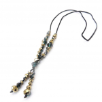 Les Tr&eacute;sors De Lily [J8087] - Collier 'Mineralia' vert dor&eacute; žalia