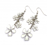Les Tr&eacute;sors De Lily [K0975] - Boucles Cr&eacute;ateur 'Flora' blanc argent&eacute; balta