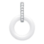 Les Tr&eacute;sors De Lily [L5691] - Pendentif Argent 'Sissi' blanc (c&eacute;ramique) rhodi&eacute; - 19x12 mm