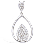 Les Tr&eacute;sors De Lily [N5355] - Pendentif Argent 'Sissi' blanc argent&eacute; (rhodi&eacute;) - 26x14 mm