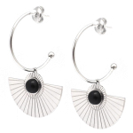 Les Tr&eacute;sors De Lily [Q5061] - Cr&eacute;oles cr&eacute;ateur acier 'Cl&eacute;opatra' noir argent&eacute; - 25 mm- 30x18 mm